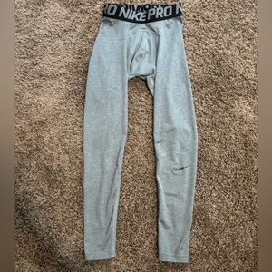 Mens Nike Pro Compression 3/4 Leggings Size S Gray Gym Workout Run Basketball
